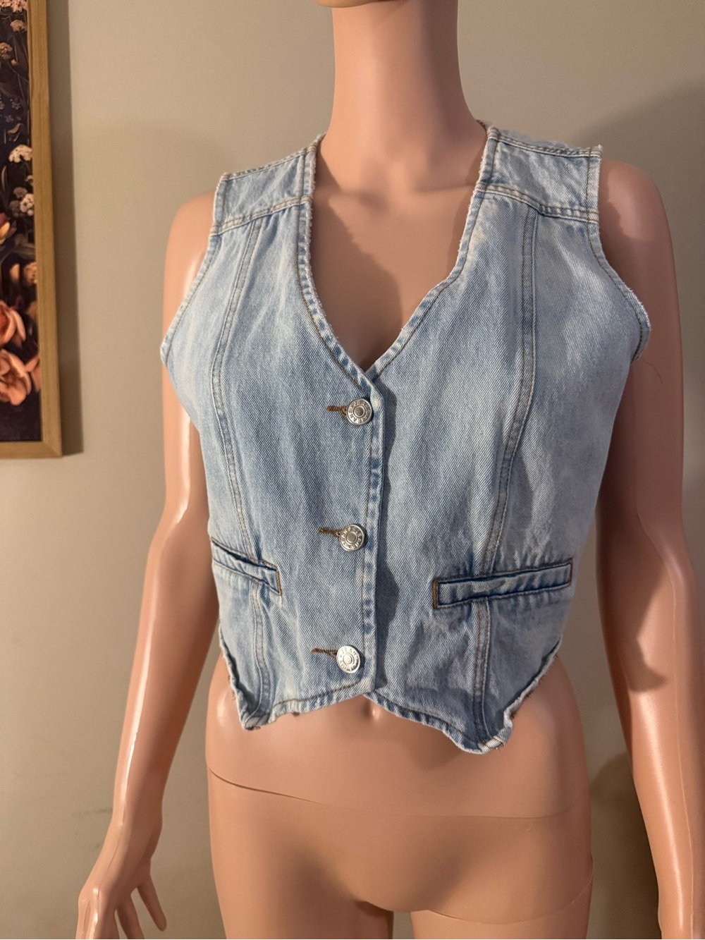 Classic Light Blue Denim Bodysuit Vest